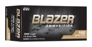 Blazer aluminum-case 9mm Luger 115 grain FMJ ammunition